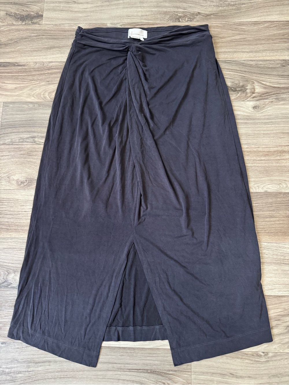 Anthropologie Junie Knotted Front Midi Skirt Gray Size Large